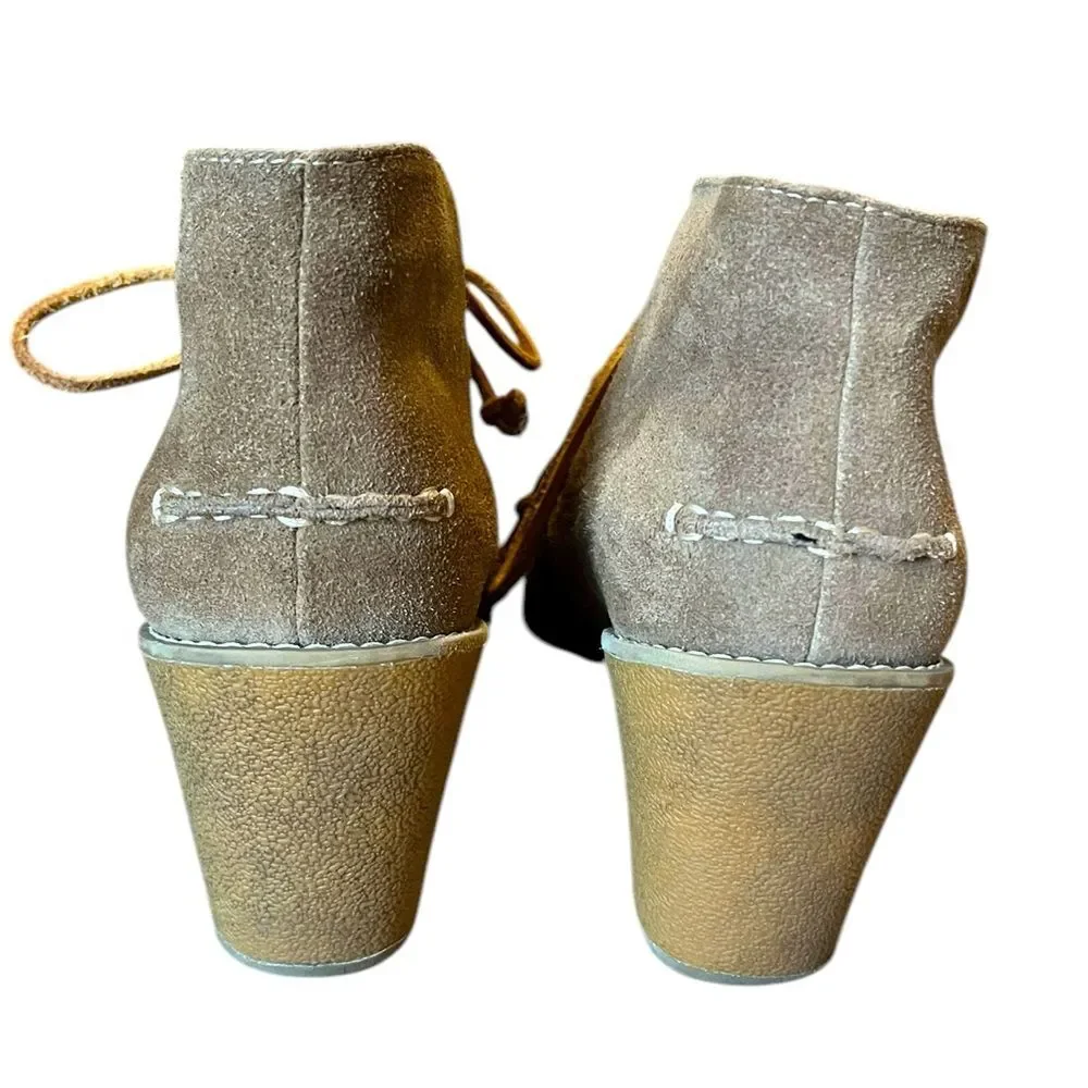 Sperry Stella Prow Suede Wedge Ankle Boots Size 9 Womens Brown Leather Booties